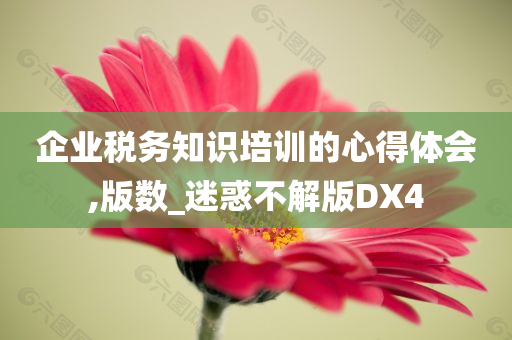 企业税务知识培训的心得体会,版数_迷惑不解版DX4