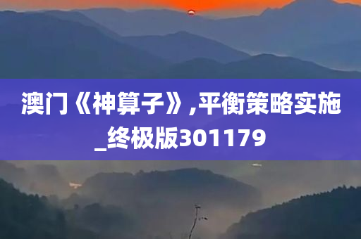 澳门《神算子》,平衡策略实施_终极版301179