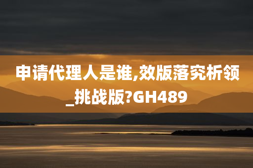 申请代理人是谁,效版落究析领_挑战版?GH489