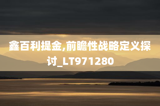 鑫百利提金,前瞻性战略定义探讨_LT971280