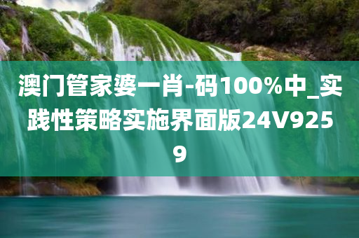 澳门管家婆一肖-码100%中_实践性策略实施界面版24V9259