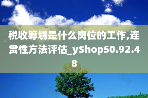 税收筹划是什么岗位的工作,连贯性方法评估_yShop50.92.48