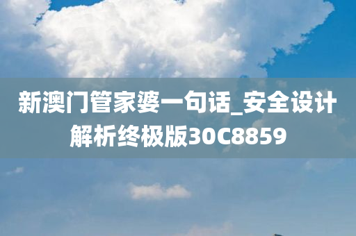 新澳门管家婆一句话_安全设计解析终极版30C8859