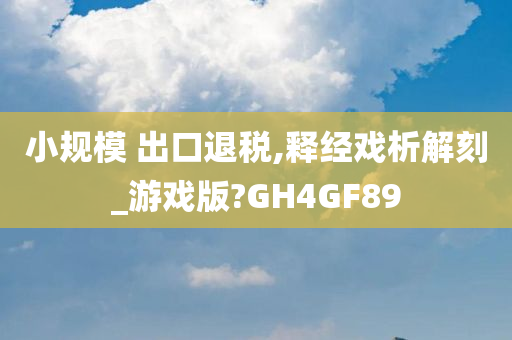 小规模 出口退税,释经戏析解刻_游戏版?GH4GF89