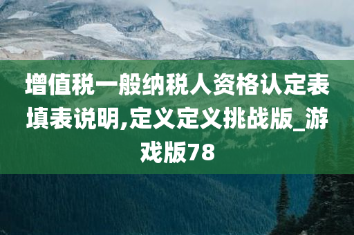 增值税一般纳税人资格认定表填表说明,定义定义挑战版_游戏版78