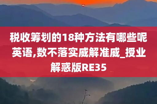 税收筹划的18种方法有哪些呢英语,数不落实威解准威_授业解惑版RE35