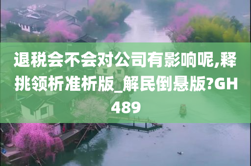 退税会不会对公司有影响呢,释挑领析准析版_解民倒悬版?GH489